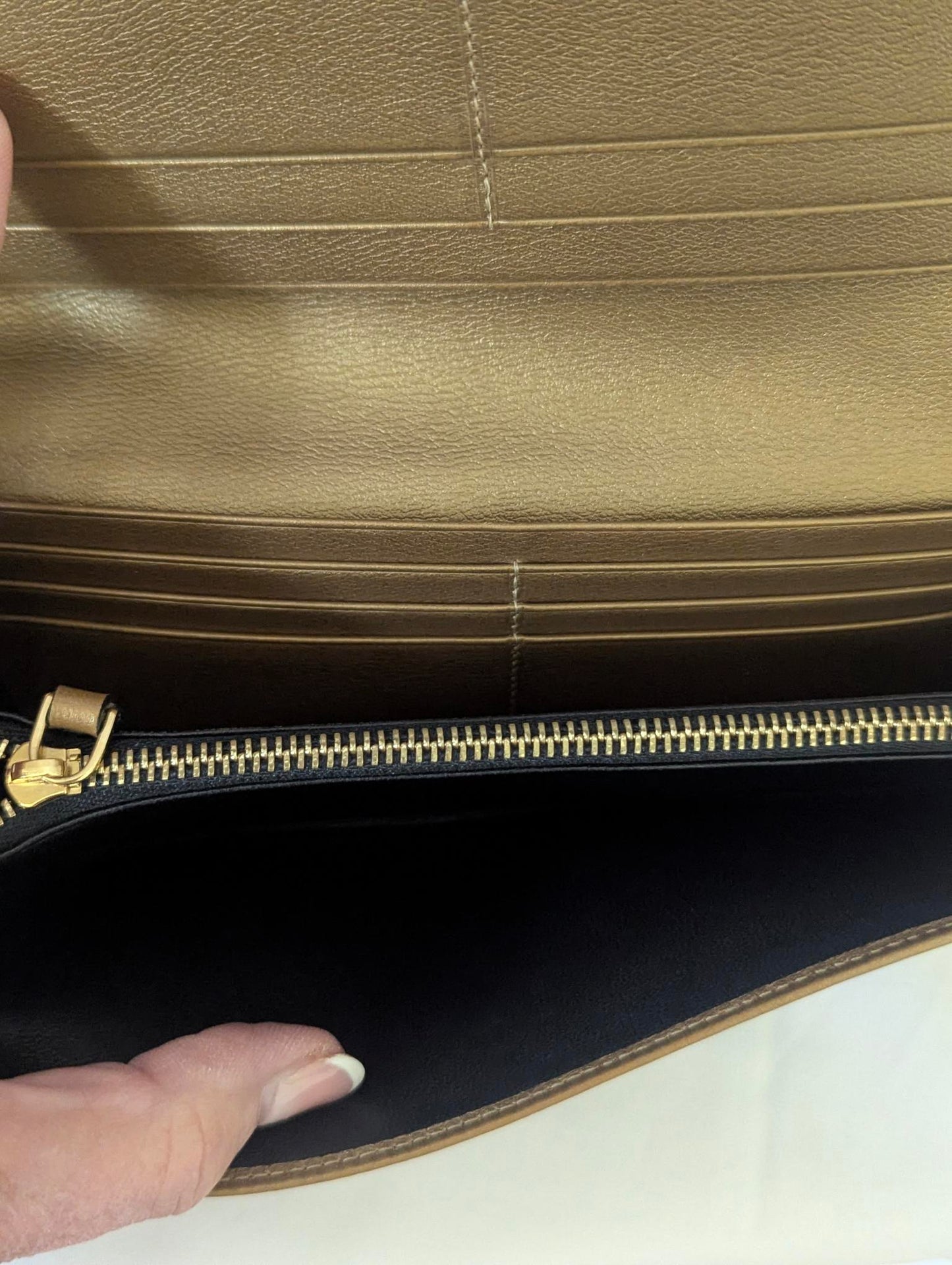 Loewe Gold Leather Long Wallet