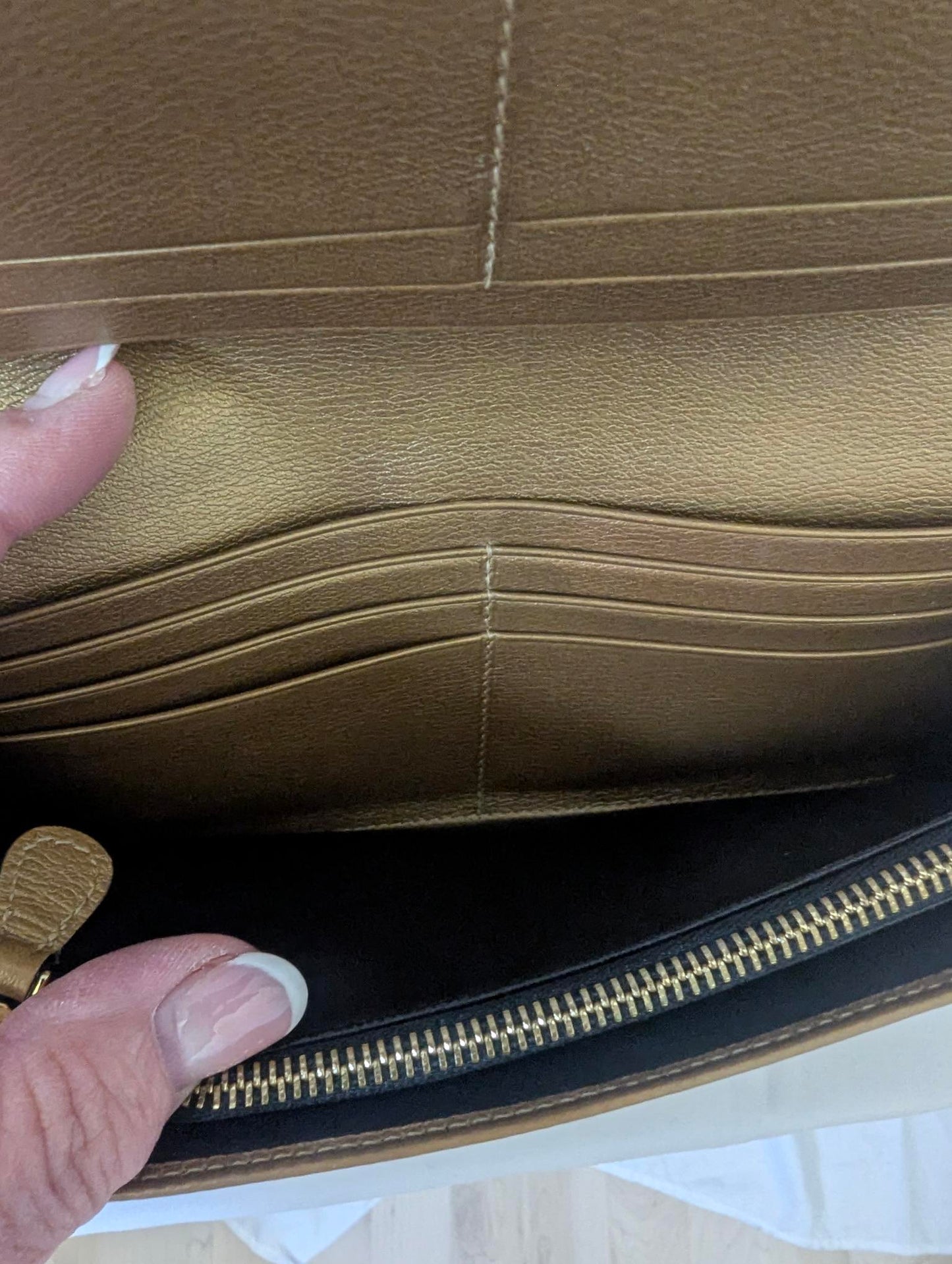 Loewe Gold Leather Long Wallet