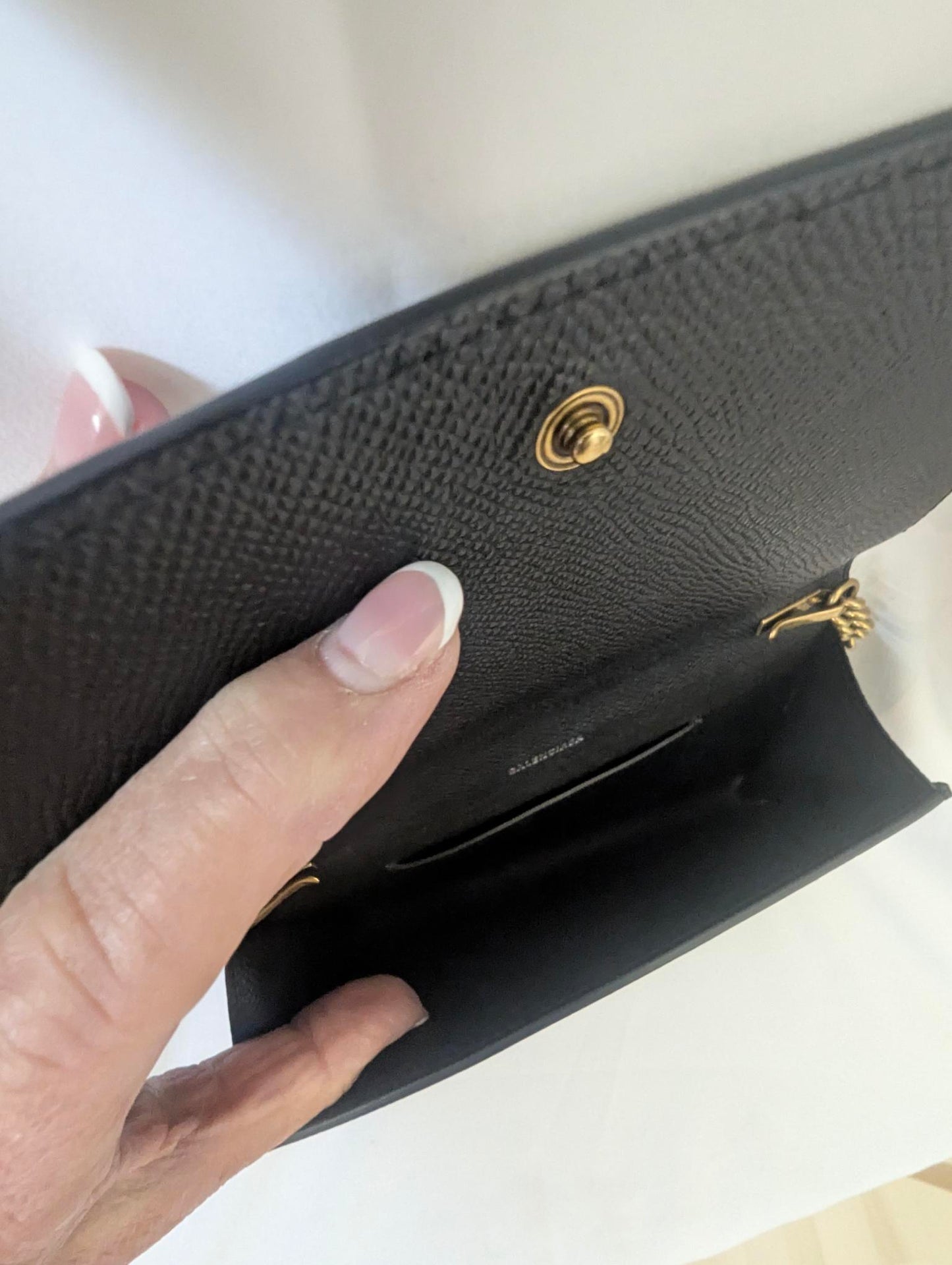 Balenciaga Black Leather Shoulder Bag with Gold Chain