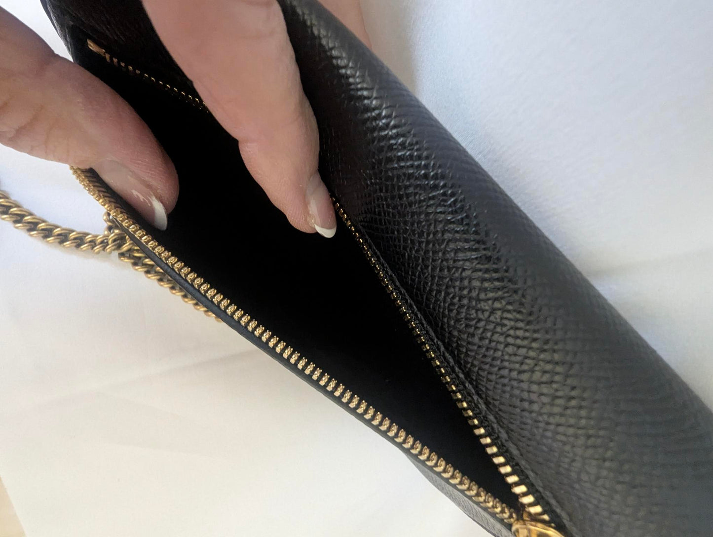 Balenciaga Black Leather Shoulder Bag with Gold Chain