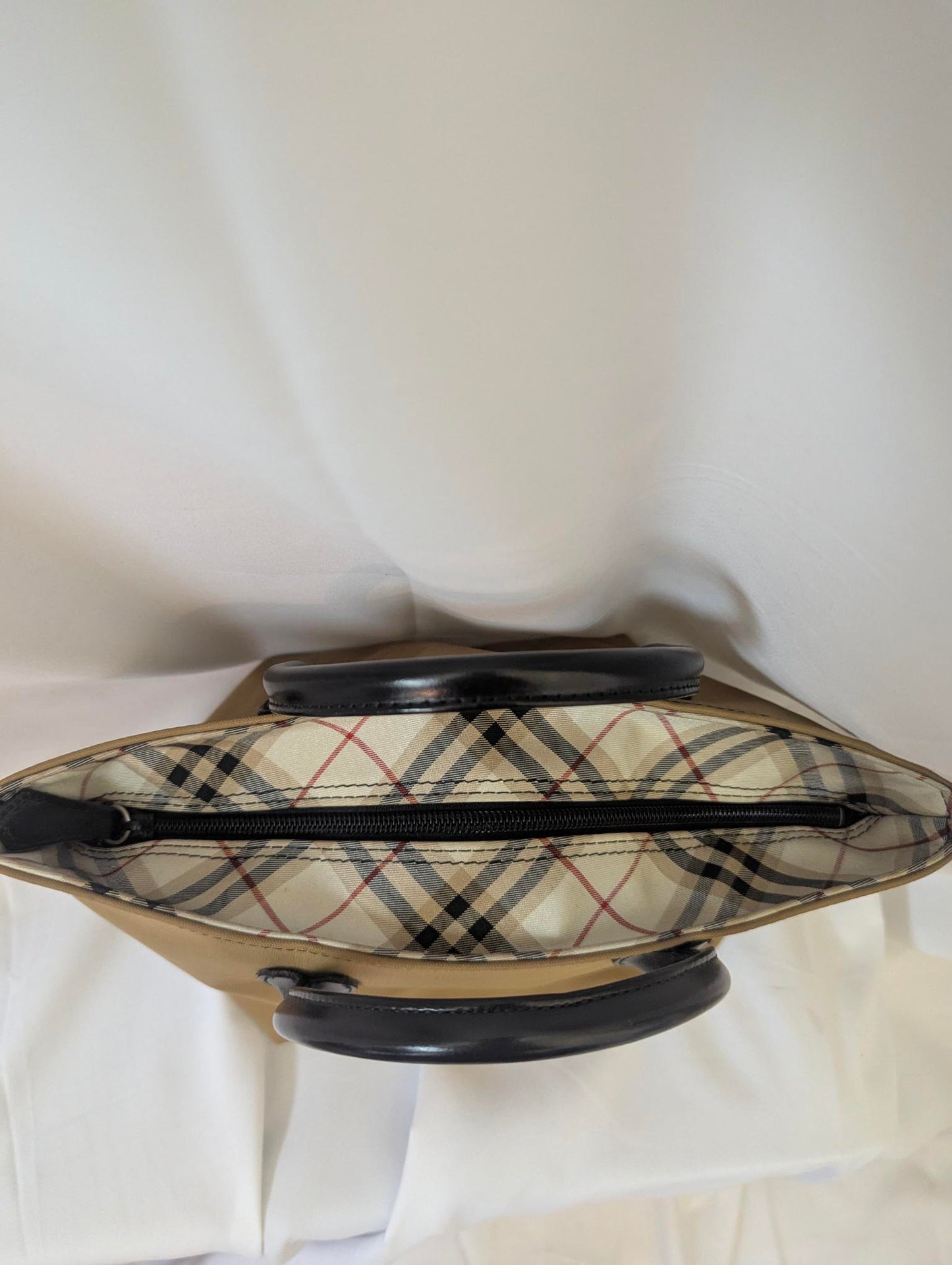 Burberry Tan Nylon with Brown Handle House Check Handbag