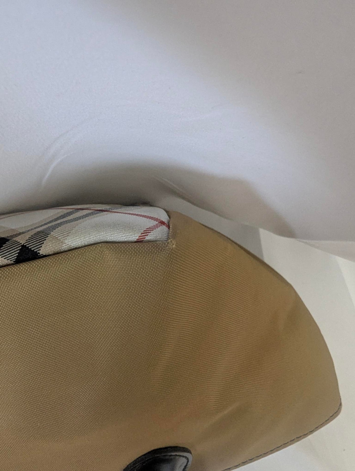 Burberry Tan Nylon with Brown Handle House Check Handbag