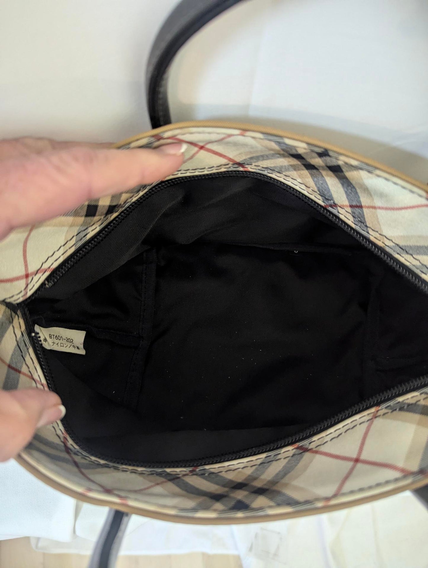 Burberry Tan Nylon with Brown Handle House Check Handbag