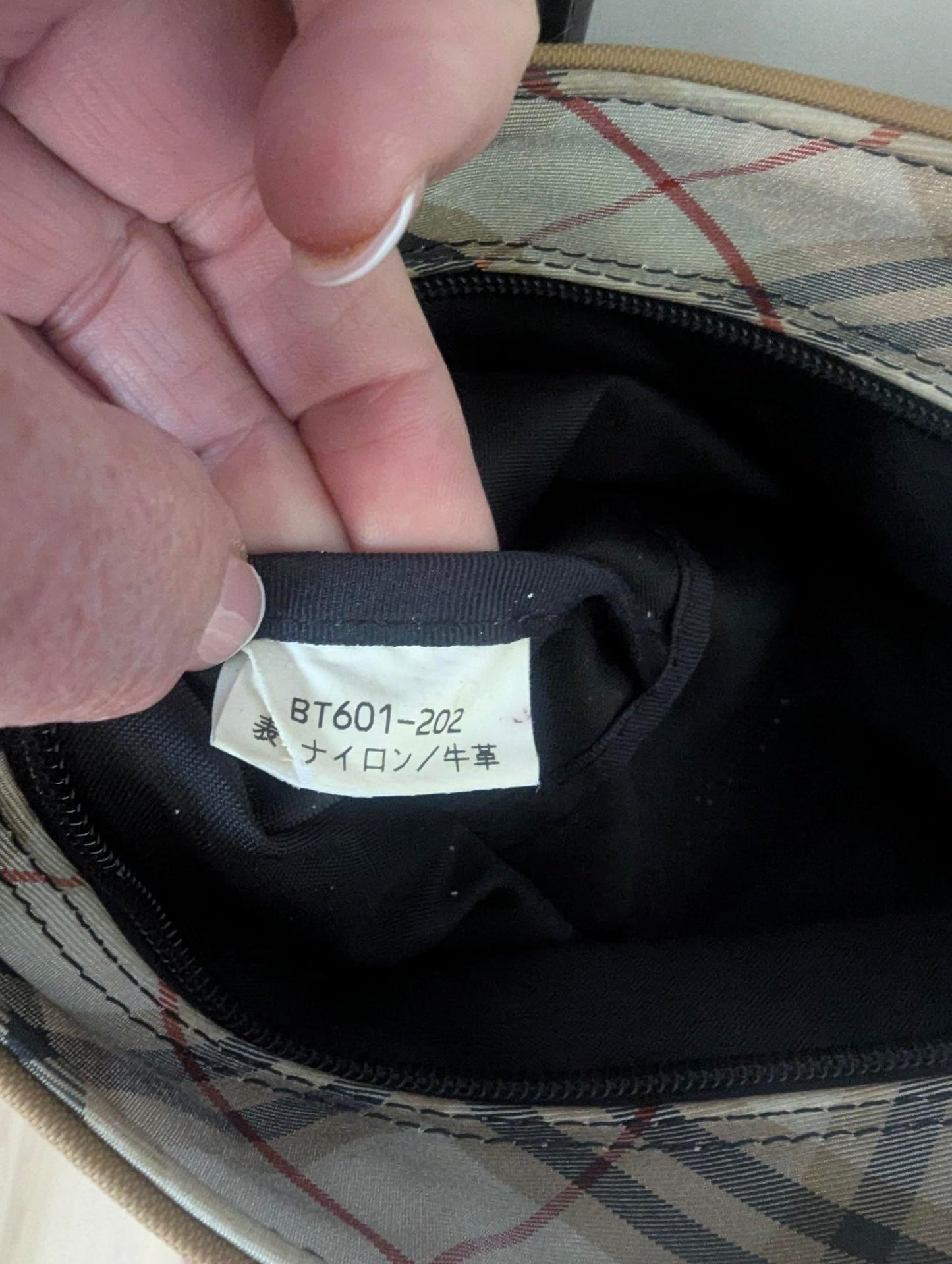 Burberry Tan Nylon with Brown Handle House Check Handbag