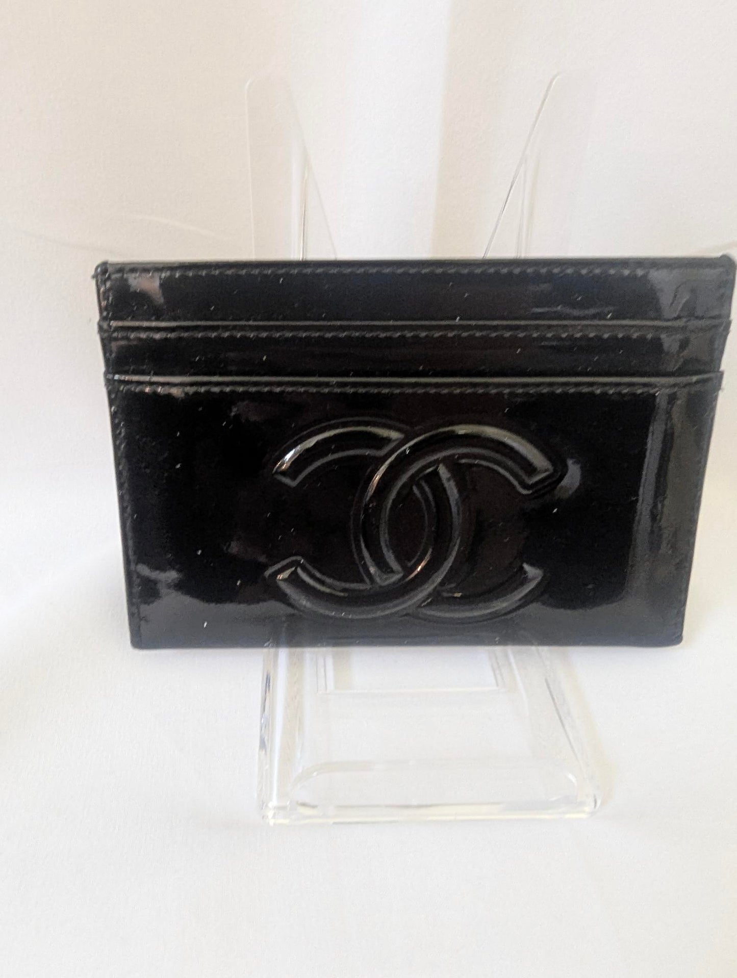 Chanel Black Patent Colored Camellia Flowers 2008 Series 12 Card Case
