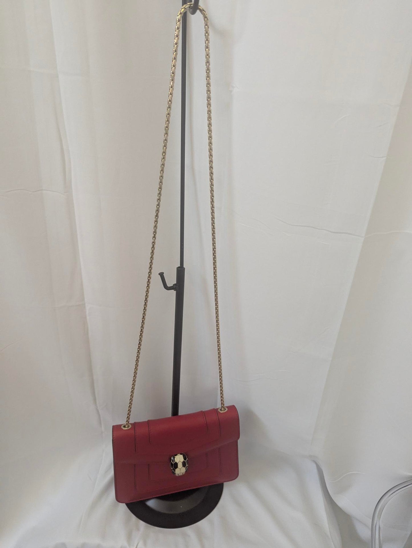 Bvlgari Serpenti Forever Red with Gold Chain Shoulder Bag
