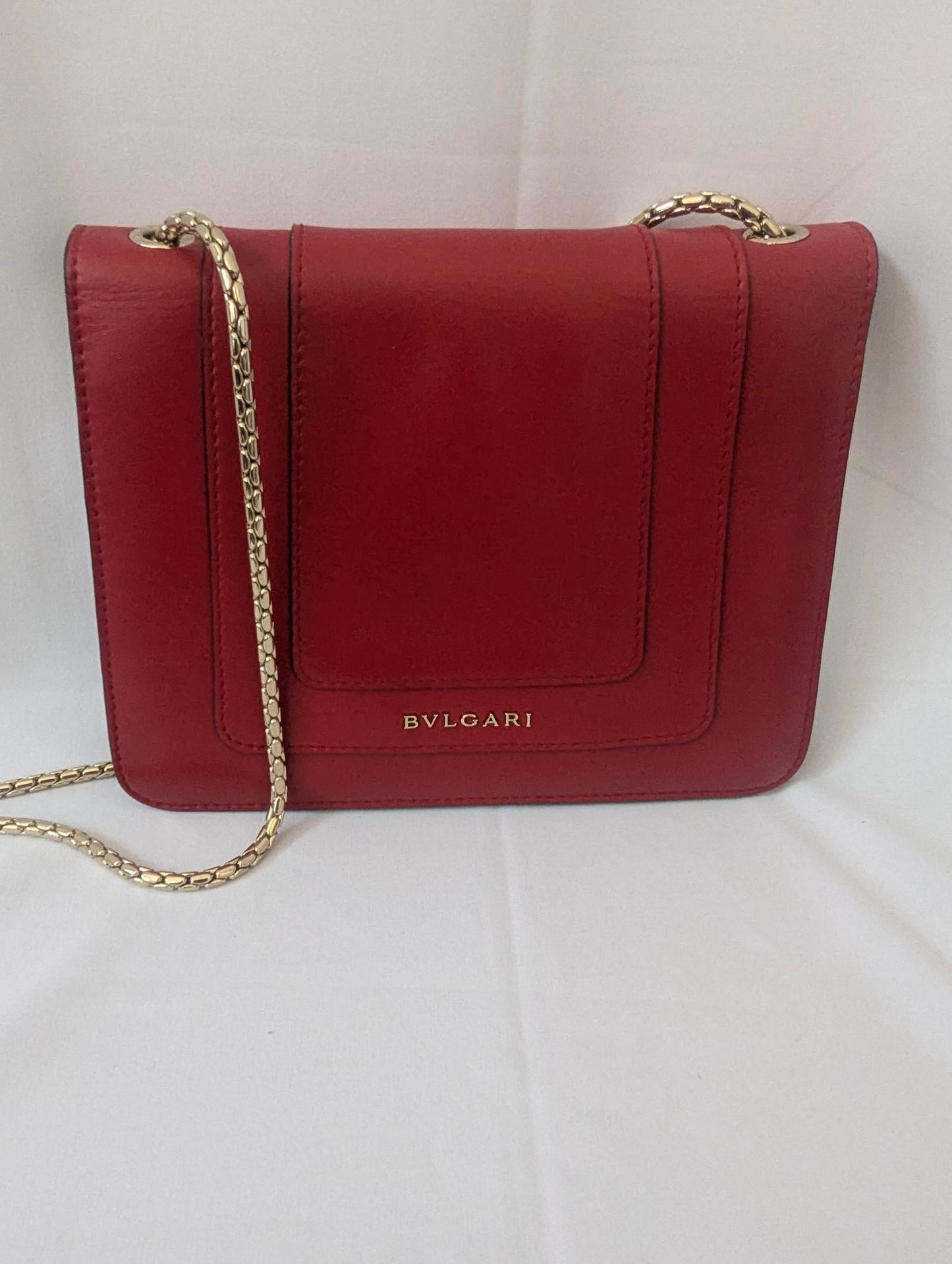 Bvlgari Serpenti Forever Red with Gold Chain Shoulder Bag