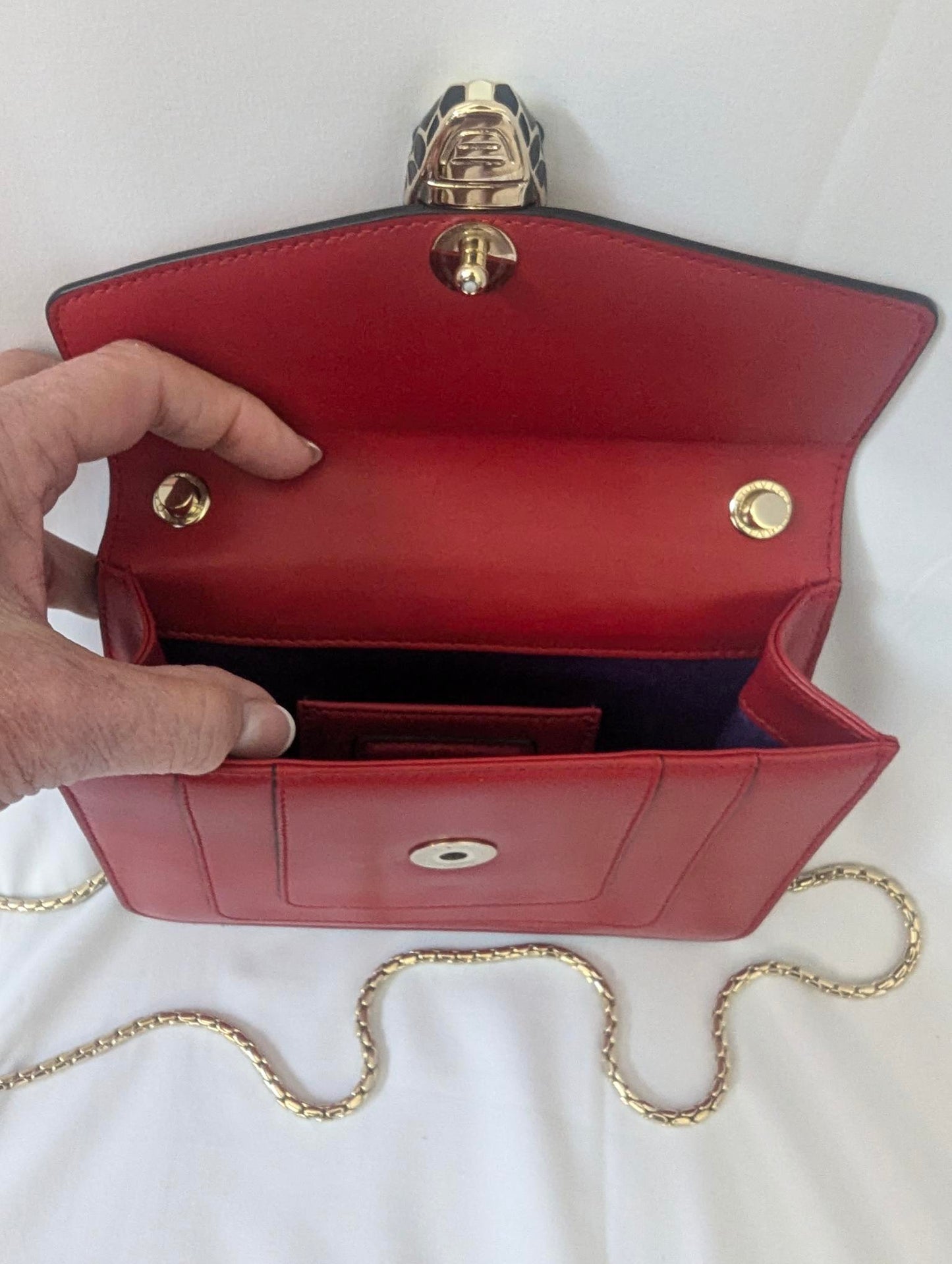 Bvlgari Serpenti Forever Red with Gold Chain Shoulder Bag