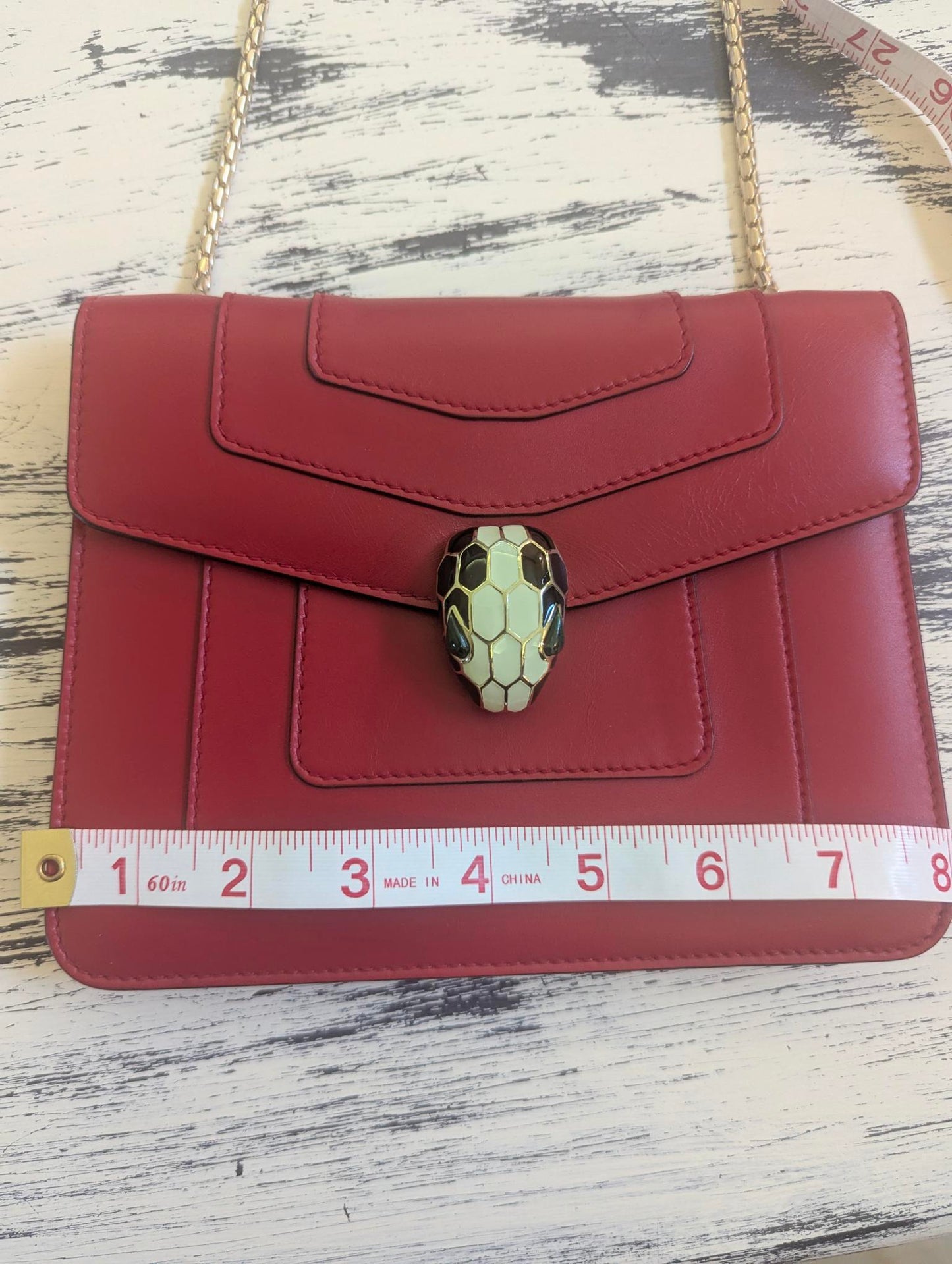 Bvlgari Serpenti Forever Red with Gold Chain Shoulder Bag