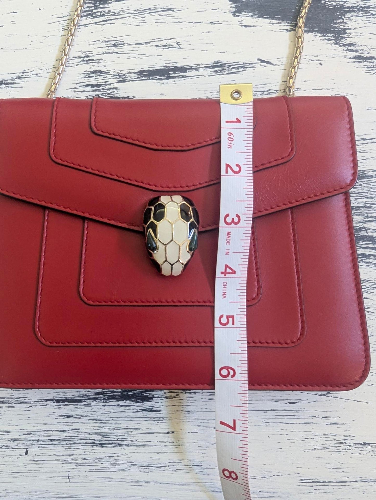 Bvlgari Serpenti Forever Red with Gold Chain Shoulder Bag