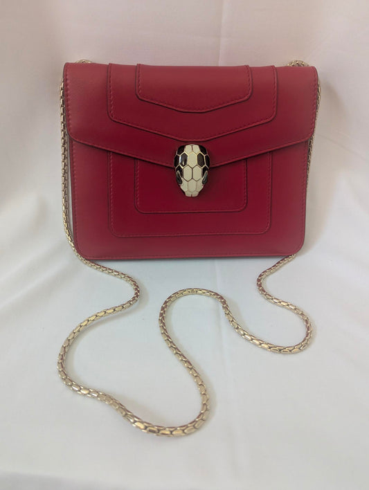 Bvlgari Serpenti Forever Red with Gold Chain Shoulder Bag