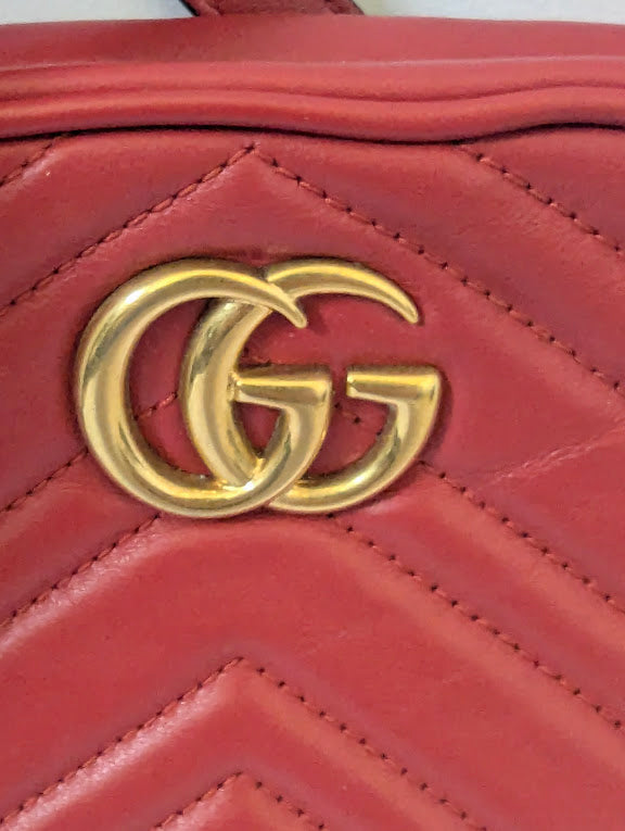 Gucci GG Marmont Matelasse Mini Red Leather Crossbody Bag
