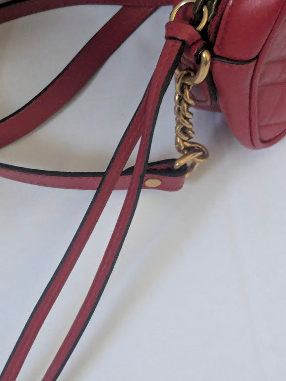 Gucci GG Marmont Matelasse Mini Red Leather Crossbody Bag