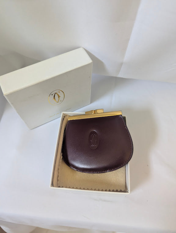 Cartier Must De Cartier Boudreaux Double Compartment Kiss Lock Coin Case