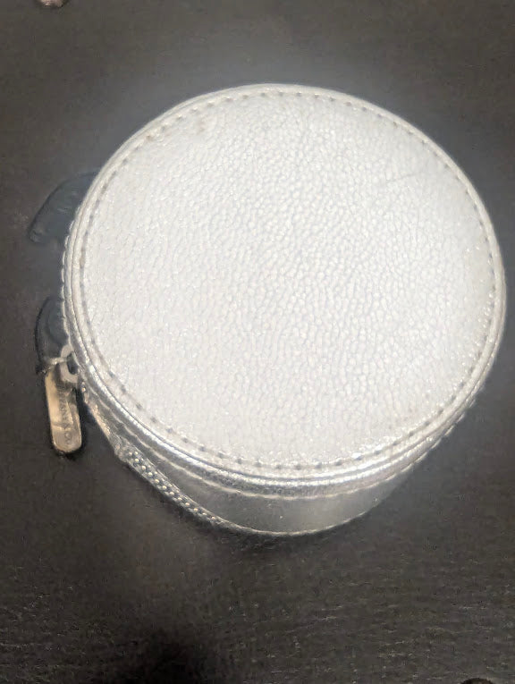 Tiffany Silver Leather Round Jewelry Pouch