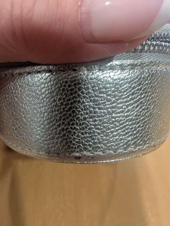 Tiffany Silver Leather Round Jewelry Pouch