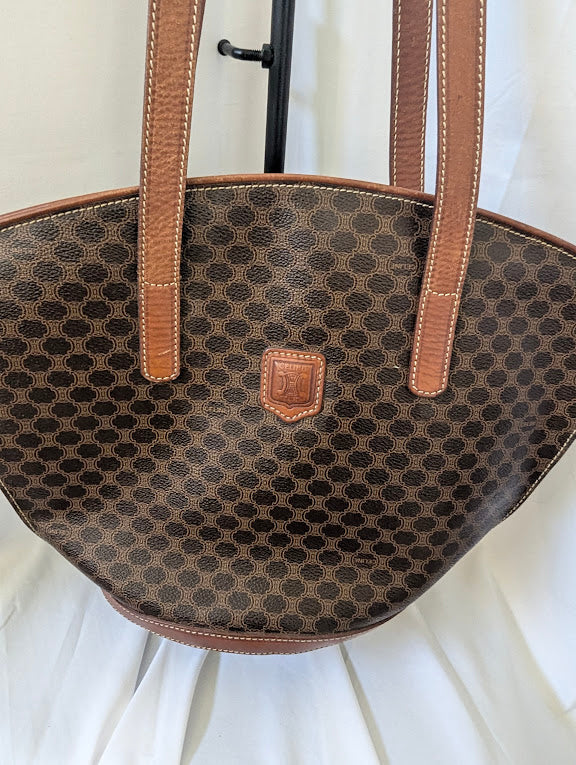 Celine Vintage Macadam Brown Shoulder Bag