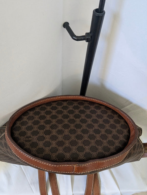 Celine Vintage Macadam Brown Shoulder Bag
