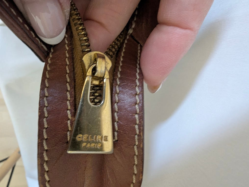 Celine Vintage Macadam Brown Shoulder Bag