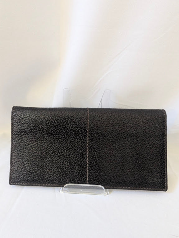 Ferragamo Dark Brown Leather Long Bifold Wallet