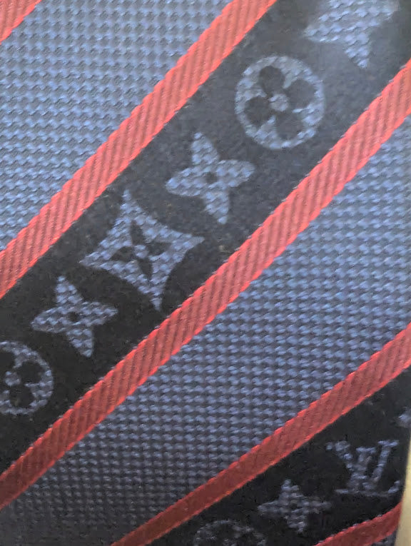 Louis Vuitton Monogram Navy Blue Men's Silk Tie