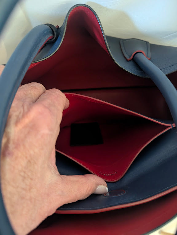 Prada Cuir Saffiano Double Tote Blue Leather Top Handle Large Bag