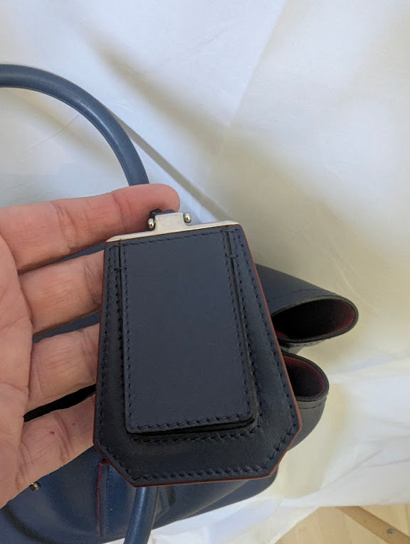 Prada Cuir Saffiano Double Tote Blue Leather Top Handle Large Bag