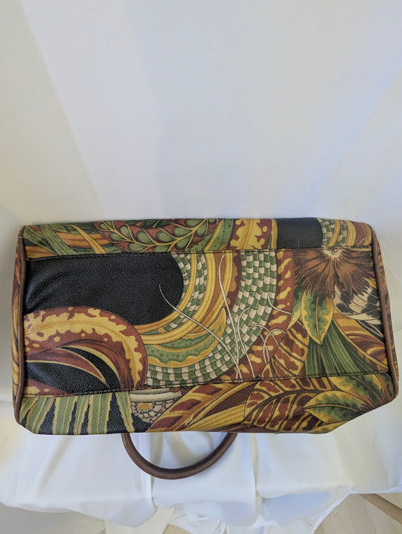 Ferragamo Limited Edition Seri Floral Tropical Print Leather Boston Bag