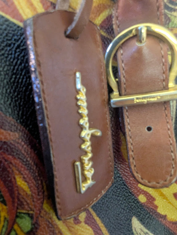 Ferragamo Limited Edition Seri Floral Tropical Print Leather Boston Bag