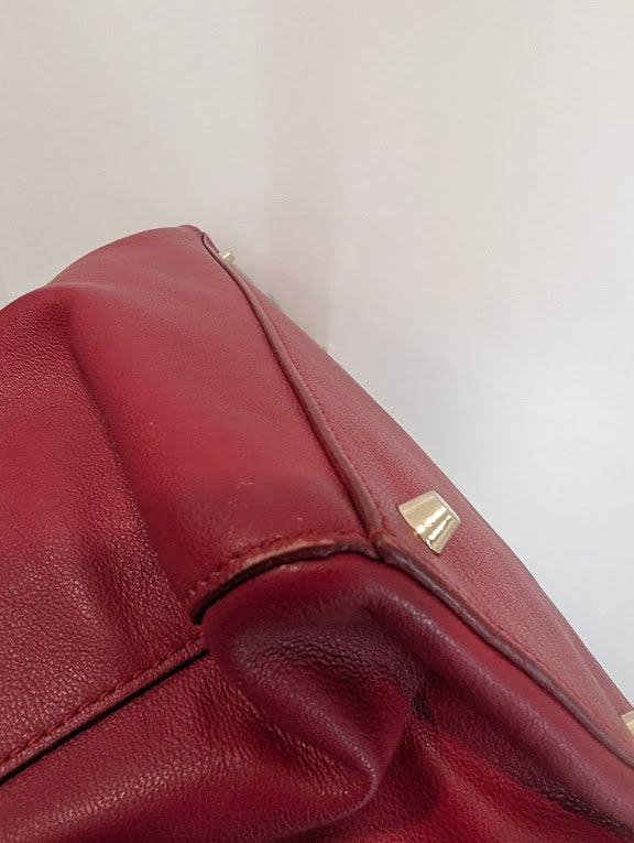 Furla Red Leather Handbag with Shoulder Strap