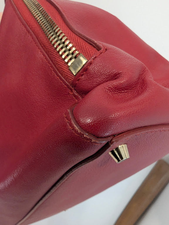 Furla Red Leather Handbag with Shoulder Strap