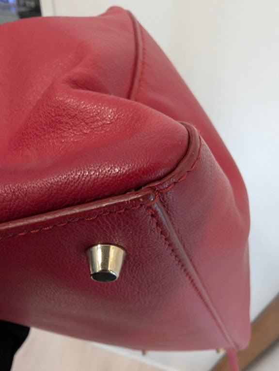 Furla Red Leather Handbag with Shoulder Strap