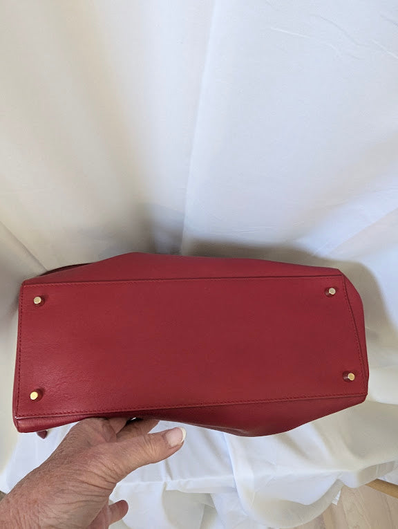 Furla Red Leather Handbag with Shoulder Strap