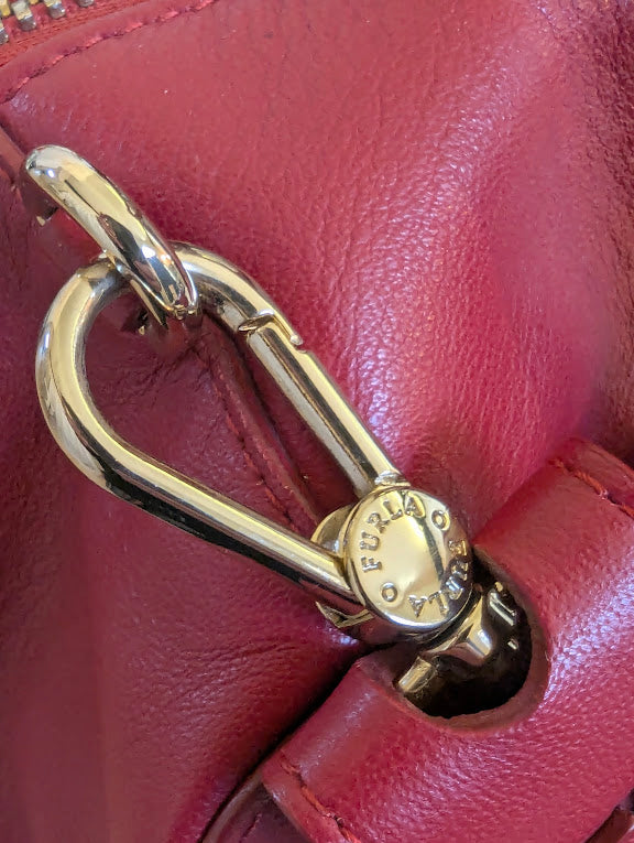 Furla Red Leather Handbag with Shoulder Strap