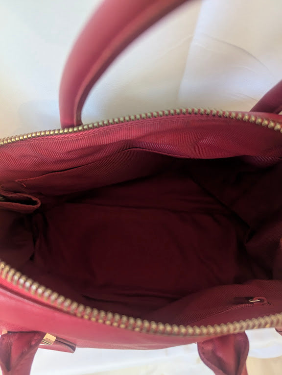 Furla Red Leather Handbag with Shoulder Strap