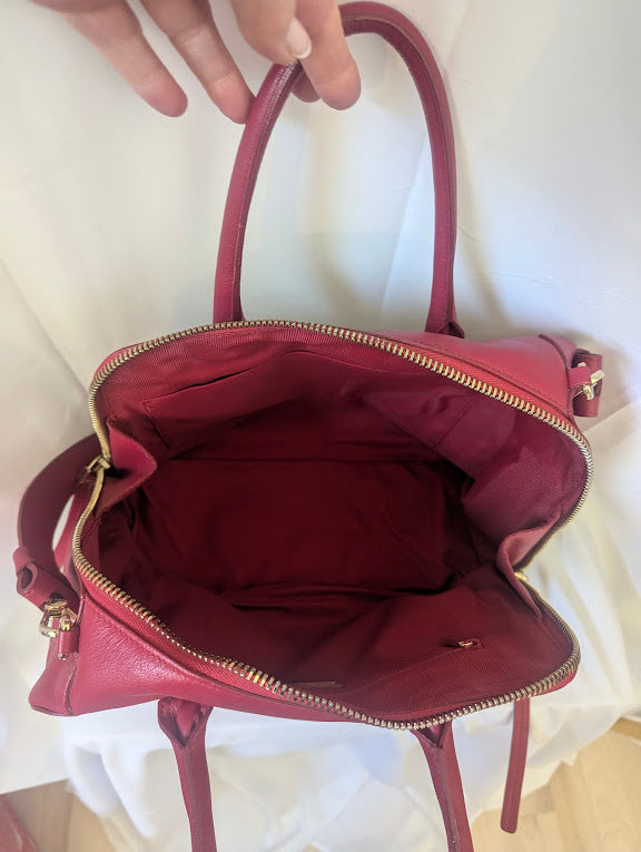 Furla Red Leather Handbag with Shoulder Strap