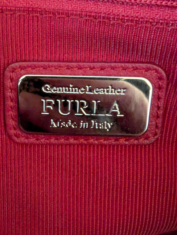 Furla Red Leather Handbag with Shoulder Strap