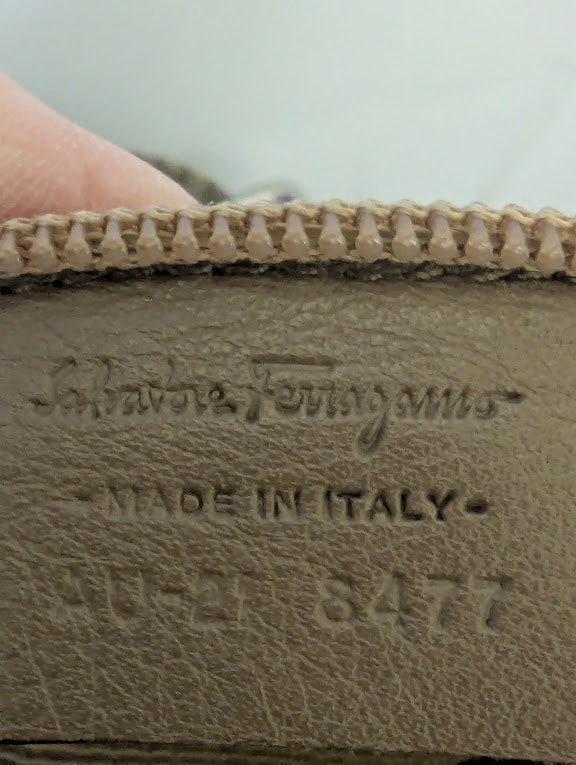 Ferragamo All Over Brown and Tan Pattern Shoulder Bag