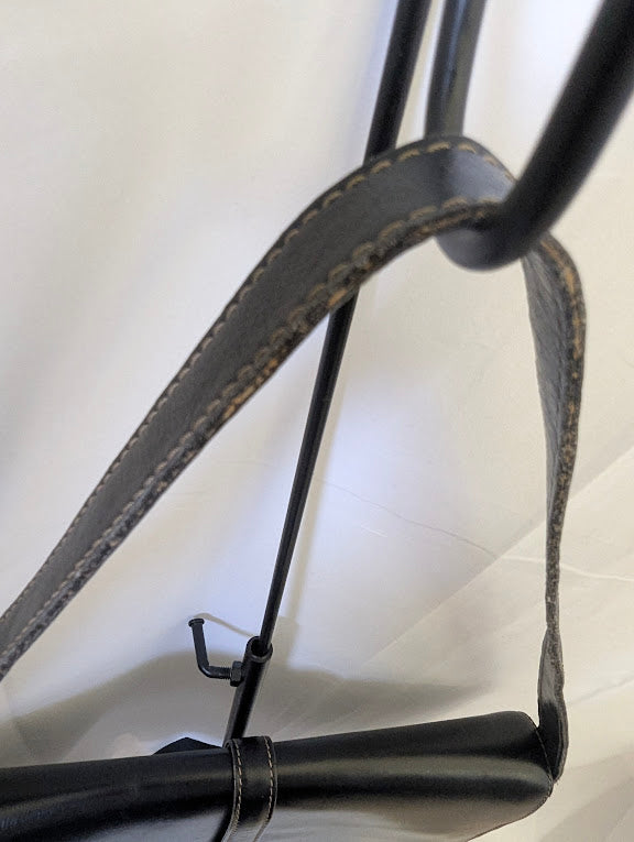 Loewe Black Leather Handbag or Shoulder Bag with Tan Stitching and Gold Accent