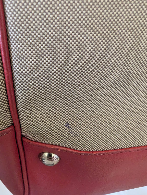 Prada Canapa Logo Jacquard Hobo Bag with Red Leather