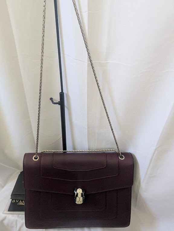 Serpenti Purple Forever Shoulder Bag Leather Medium