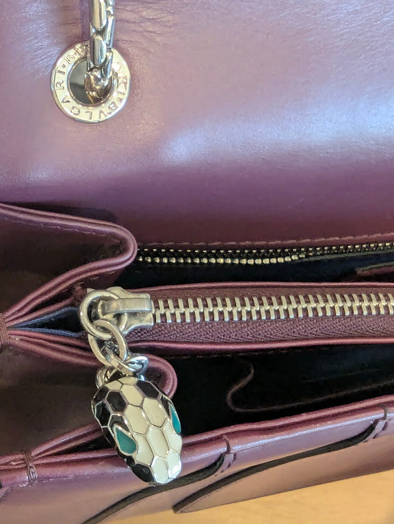 Serpenti Purple Forever Shoulder Bag Leather Medium