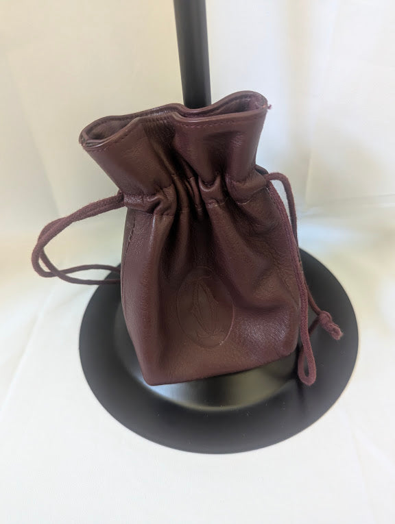 Cartier Must Mini Drawstring Bordeaux Leather Coin Pouch