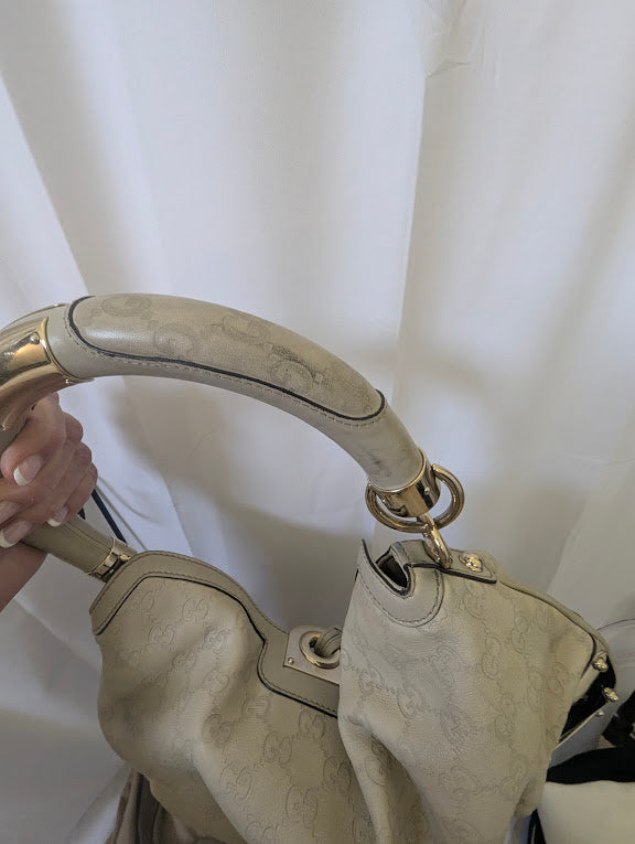 Gucci GG Indy Hobo Ivory Bamboo with Tassels Medium