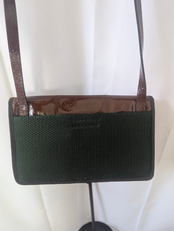 Miu Miu Fall/Winter 1999 Multi-Colored Holographic Brown Patent Leather Shoulder Bag - Rare