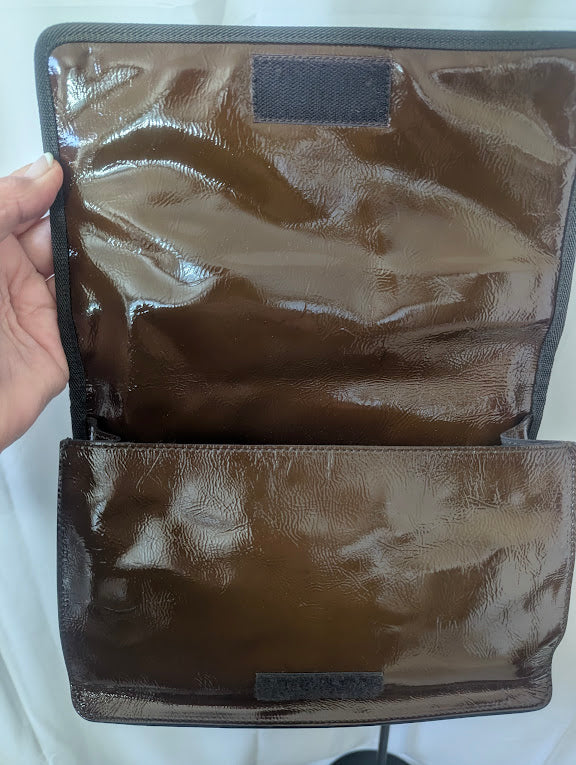 Miu Miu Fall/Winter 1999 Multi-Colored Holographic Brown Patent Leather Shoulder Bag - Rare