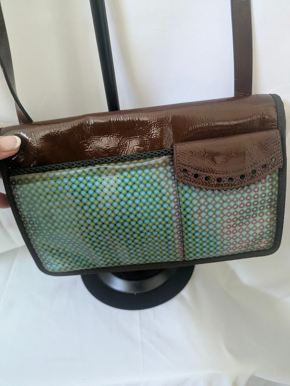 Miu Miu Fall/Winter 1999 Multi-Colored Holographic Brown Patent Leather Shoulder Bag - Rare