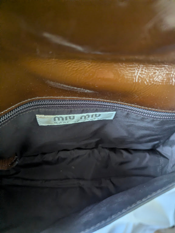 Miu Miu Fall/Winter 1999 Multi-Colored Holographic Brown Patent Leather Shoulder Bag - Rare