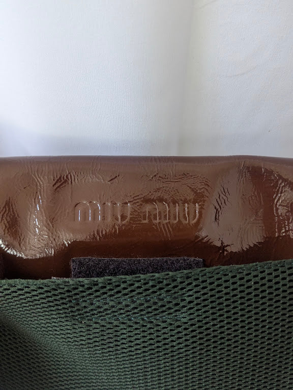 Miu Miu Fall/Winter 1999 Multi-Colored Holographic Brown Patent Leather Shoulder Bag - Rare