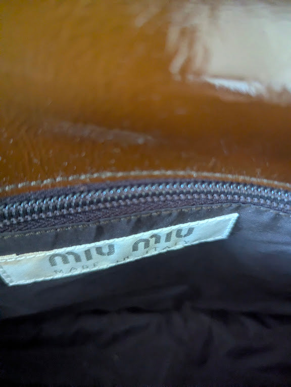 Miu Miu Fall/Winter 1999 Multi-Colored Holographic Brown Patent Leather Shoulder Bag - Rare